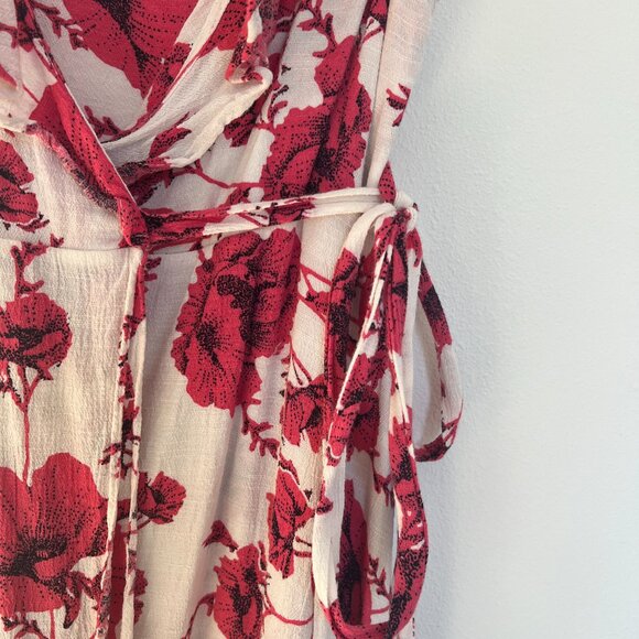 Free People French Quarter Floral Printed Mini Wrap Dress White Pink Size Small - Picture 5 of 7